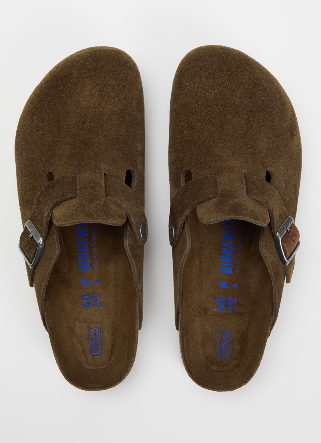 Birkenstock Narrow Fit Boston muiltje van suède  - detail 3 chocoladebruin