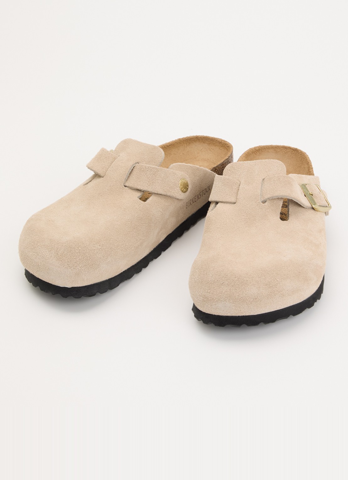 Birkenstock Narrow Fit Boston muiltje van suède - detail 2 beige