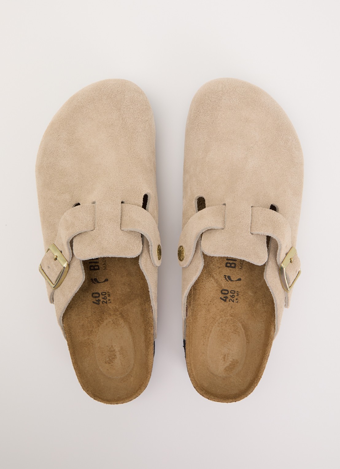 Birkenstock Narrow Fit Boston muiltje van suède - detail 3 beige