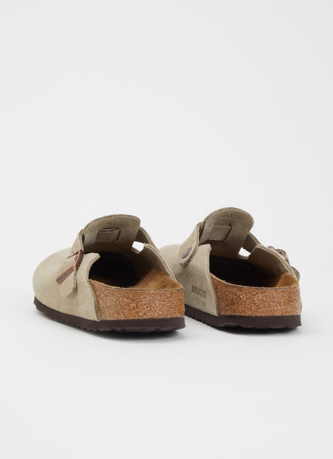 Birkenstock Narrow Fit Boston muiltje van suède - achterkant 4 taupe