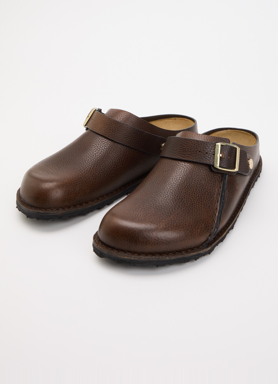Birkenstock Narrow Fit Lutry Premium muiltje van leer - detail 2 donkerbruin