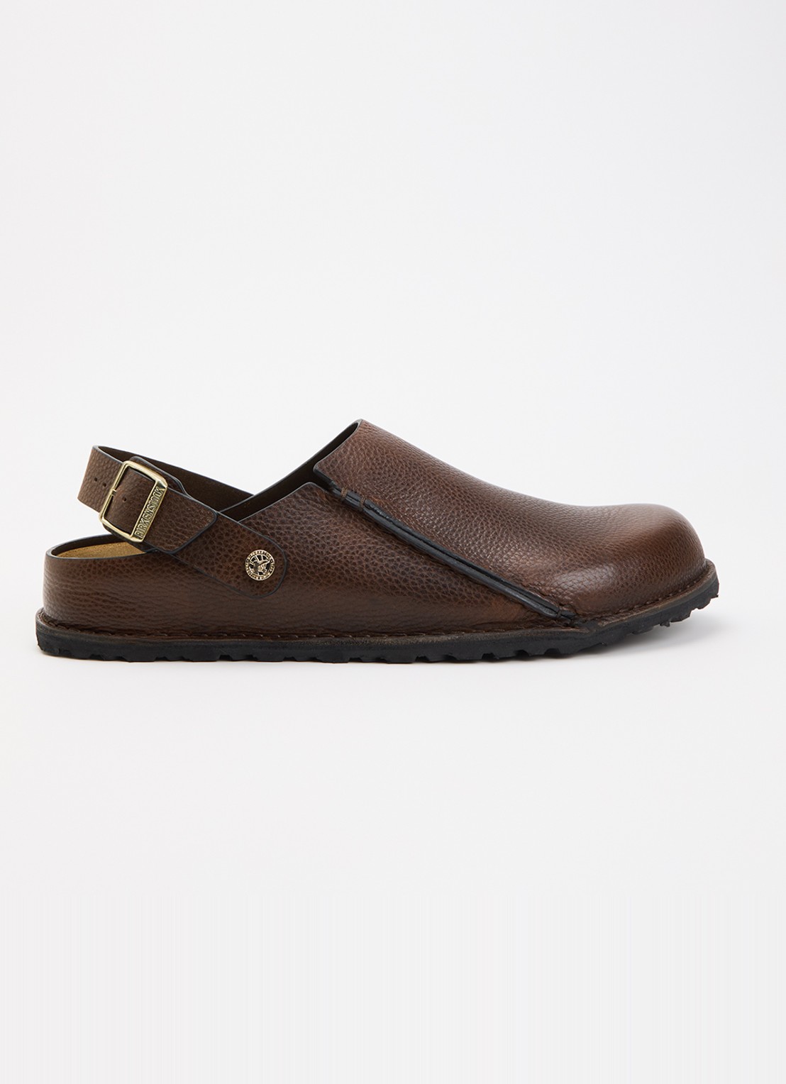 Birkenstock Narrow Fit Lutry Premium muiltje van leer - voorkant 5 donkerbruin