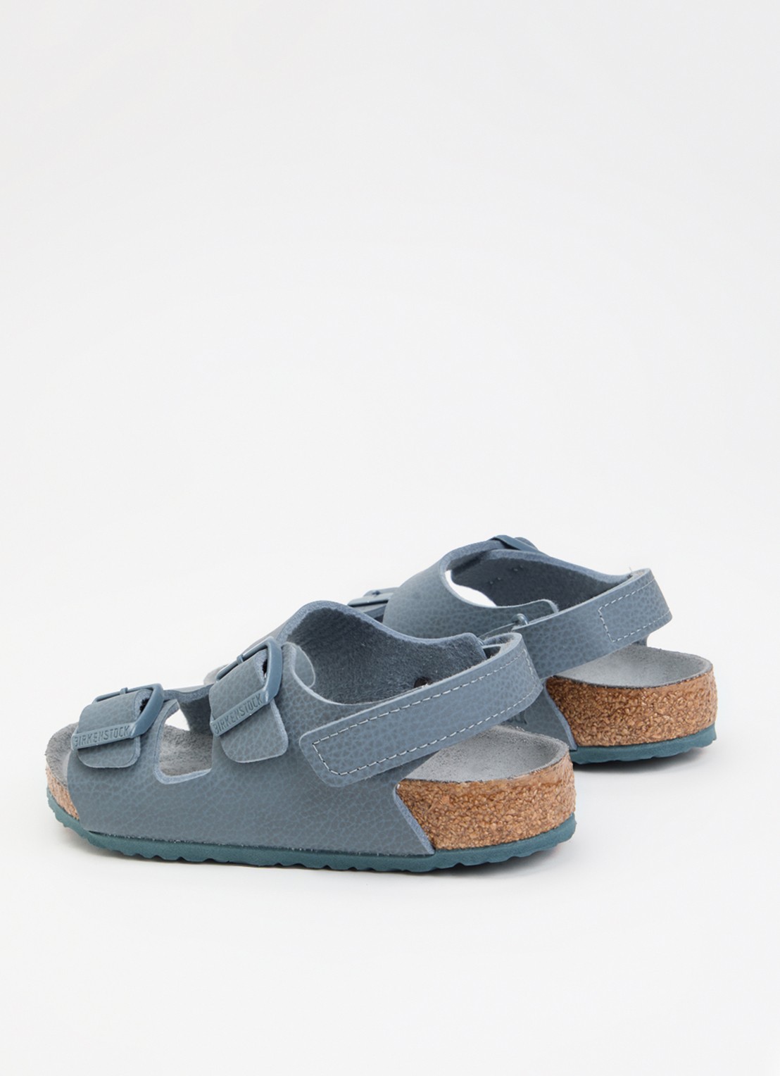 Birkenstock Narrow Fit Milano slipper van leer - achterkant 2 blauwgrijs