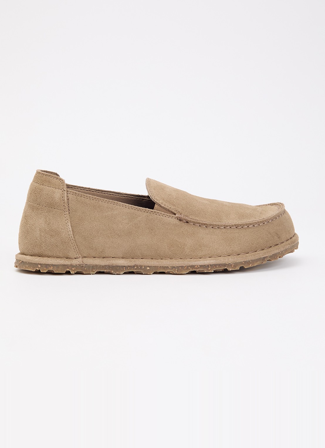 Birkenstock Narrow Fit Utti mocassin van suède - voorkant 5 zand