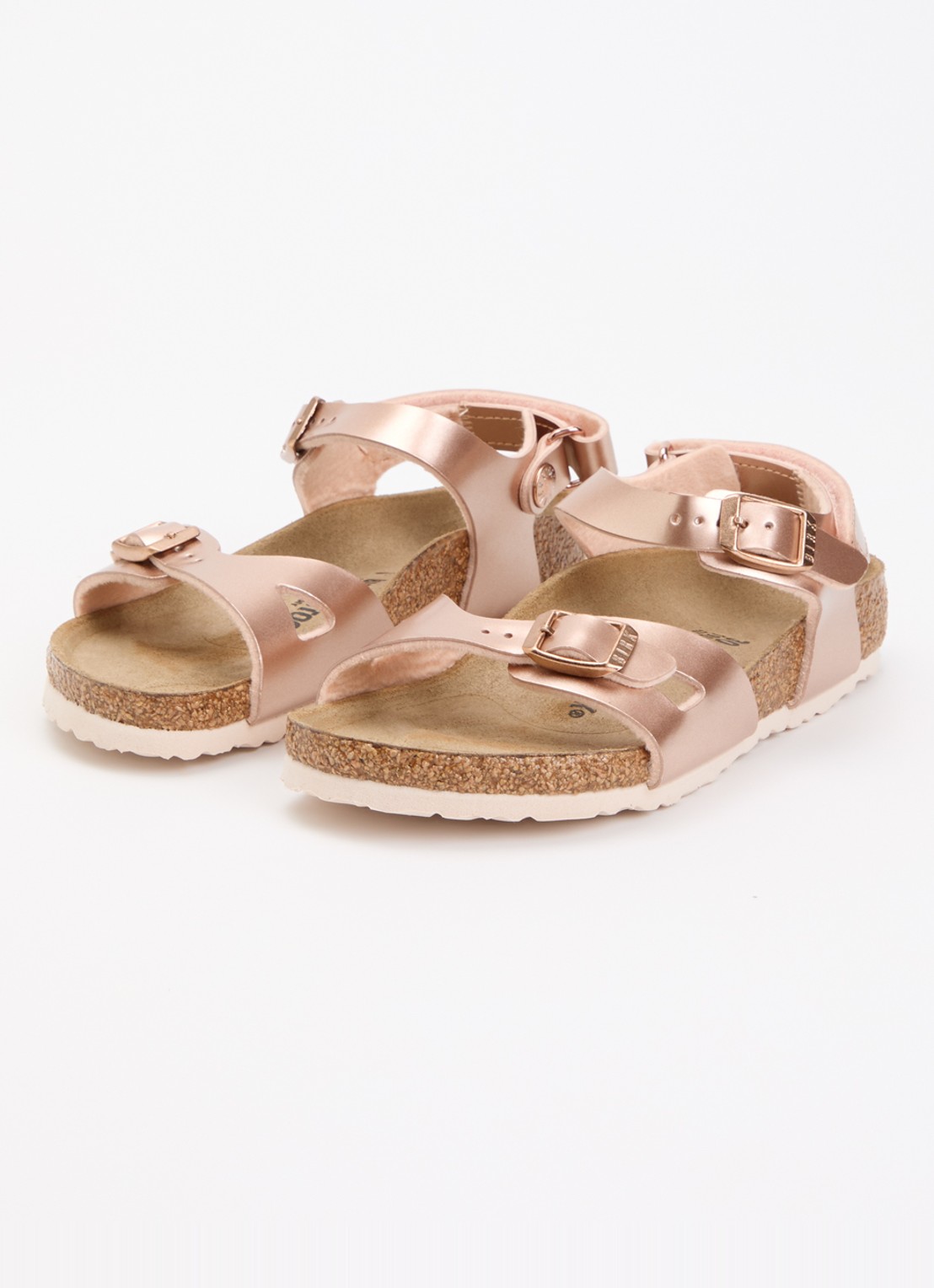Birkenstock Rio sandaal met metallic finish - voorkant 3 brons