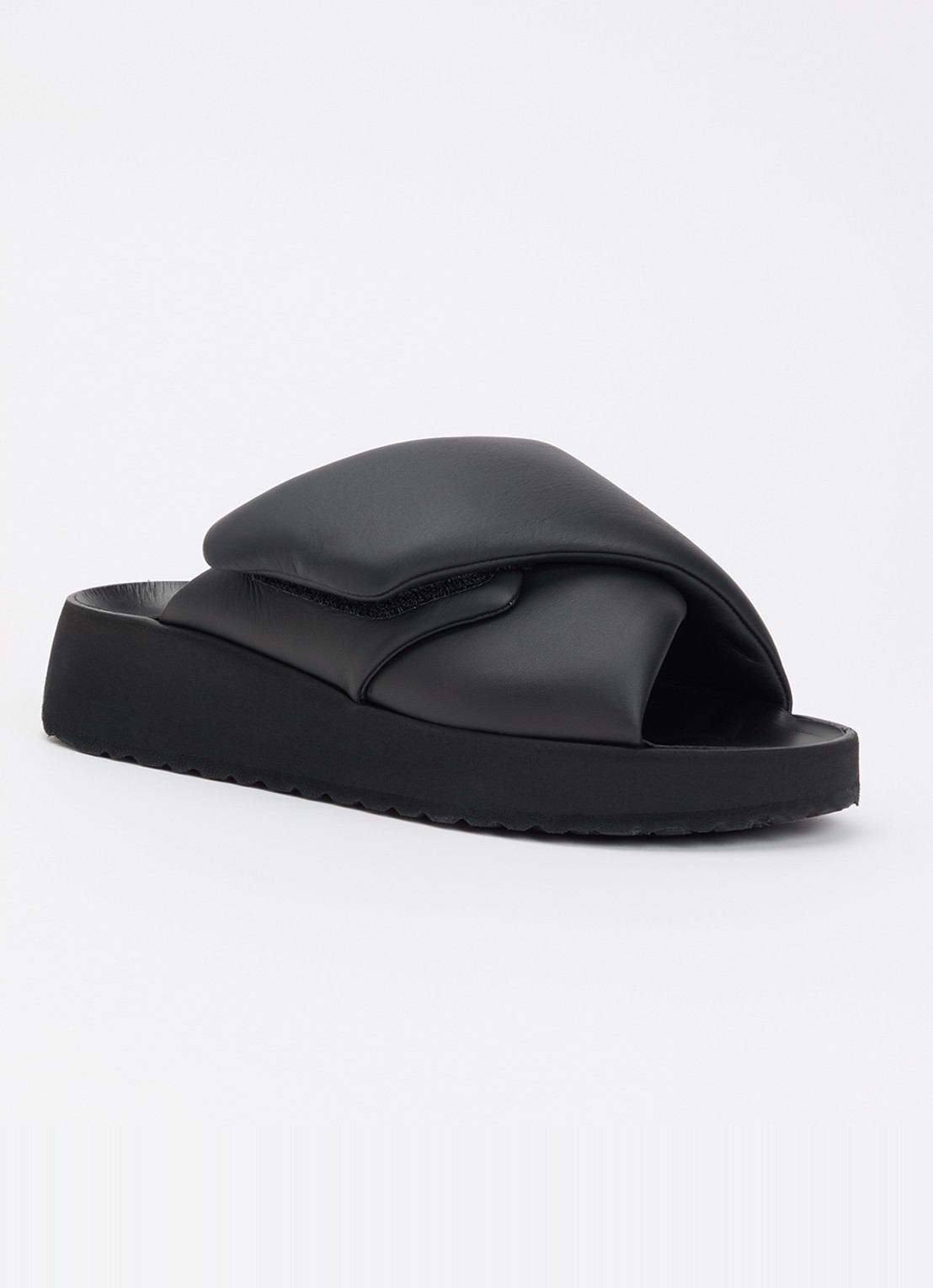 Birkenstock Theda Cross Strap slipper van leer - voorkant 4 zwart