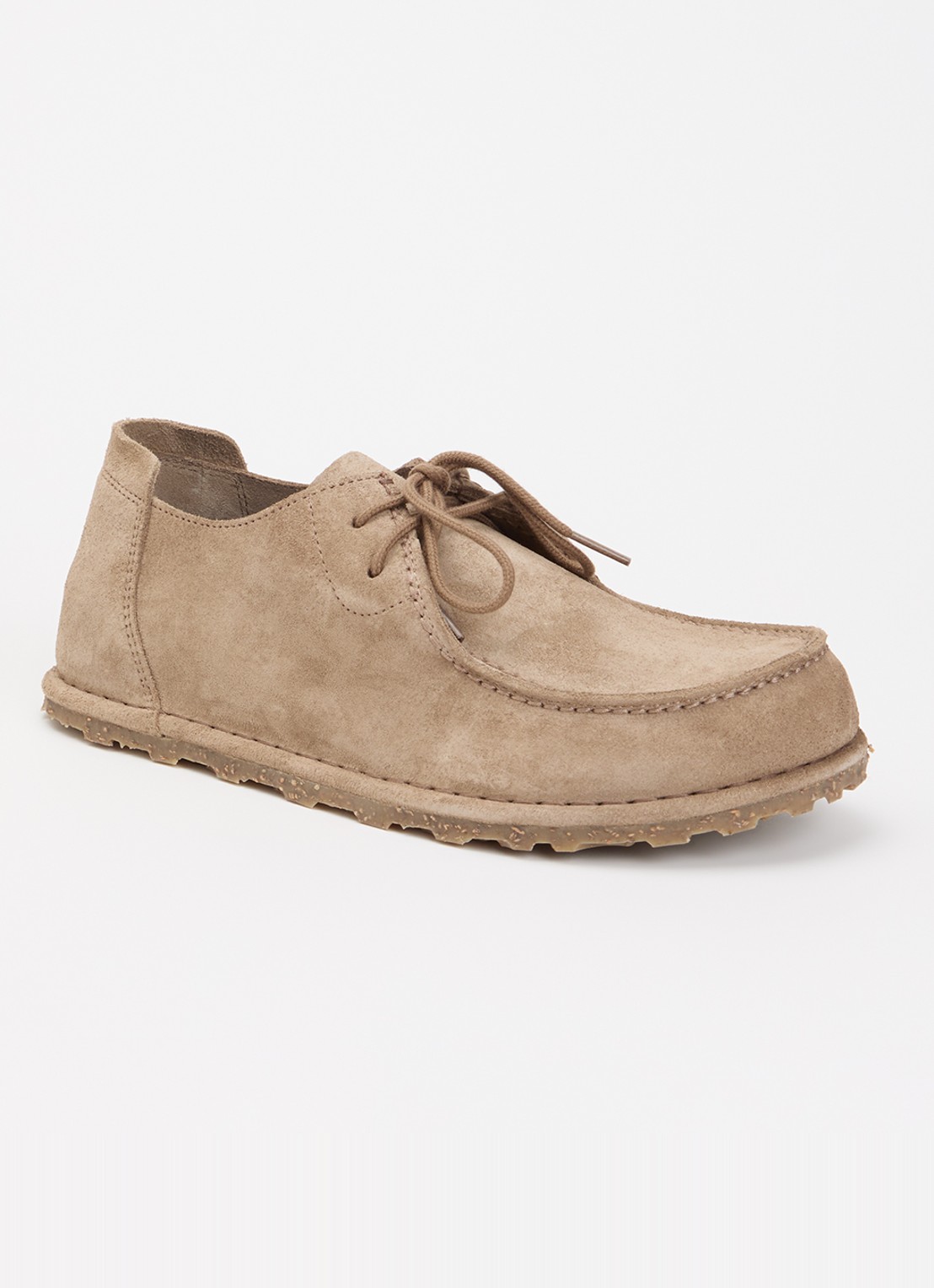 Birkenstock Utti Lace veterschoen van suède - voorkant 2 taupe