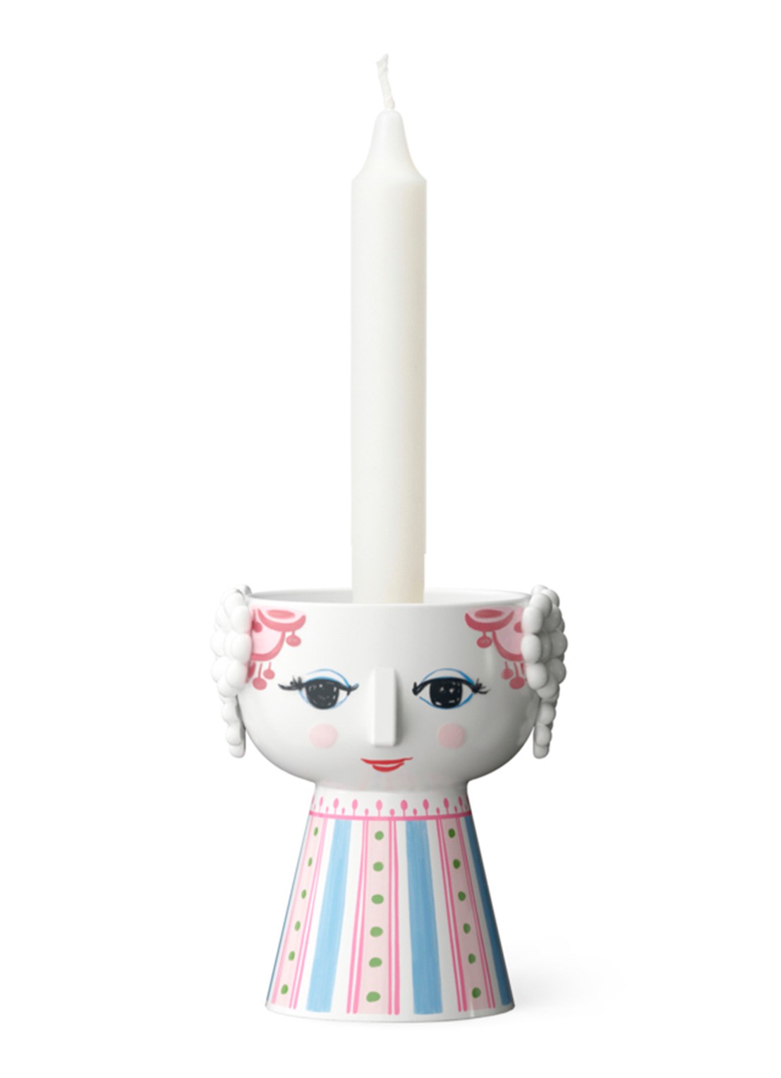 Bjørn Wiinblad Eva kandelaar 9.5 cm  - voorkant 3 roze
