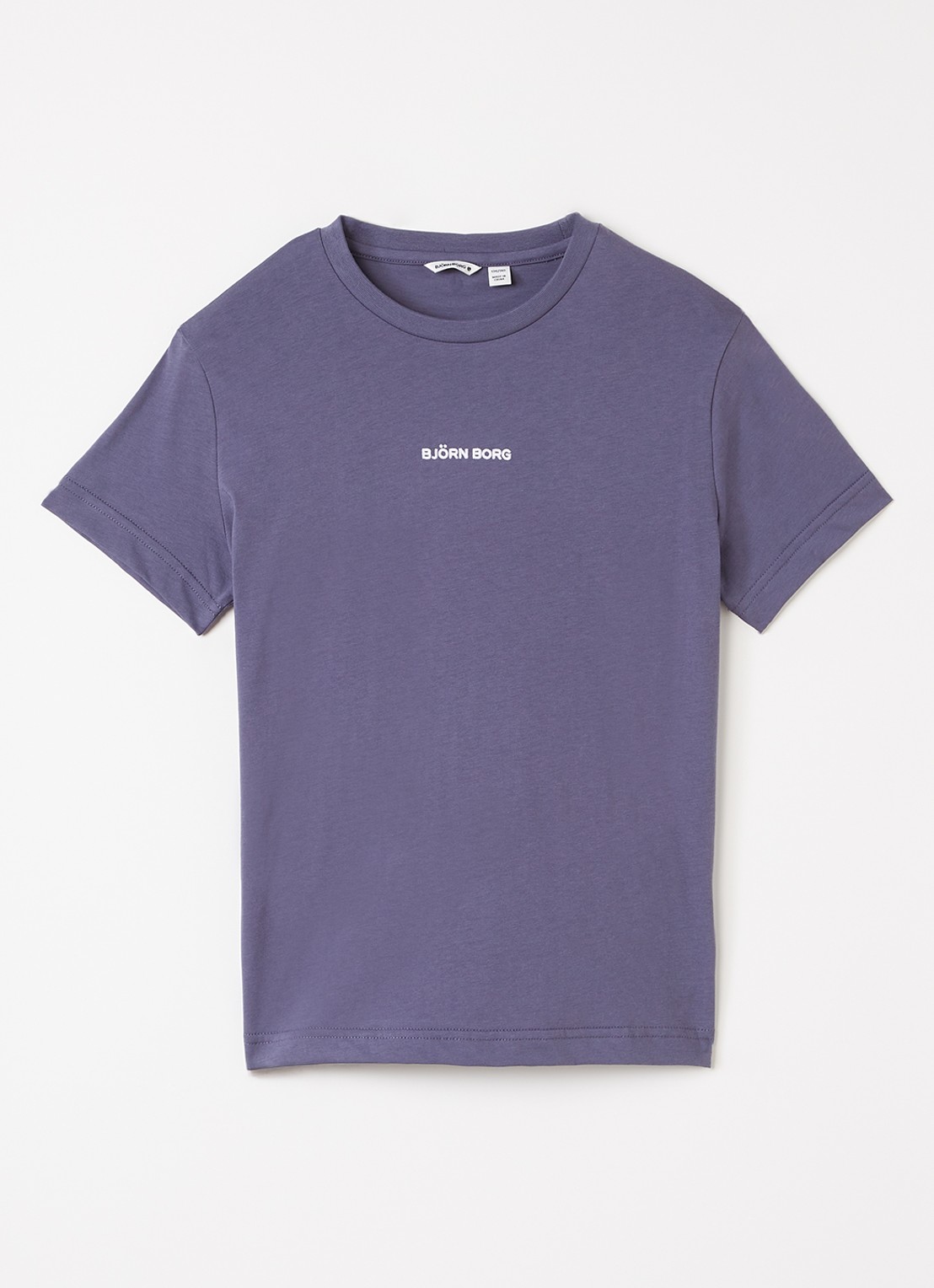 Björn Borg Borg Classic T-shirt met logoborduring - voorkant staalblauw