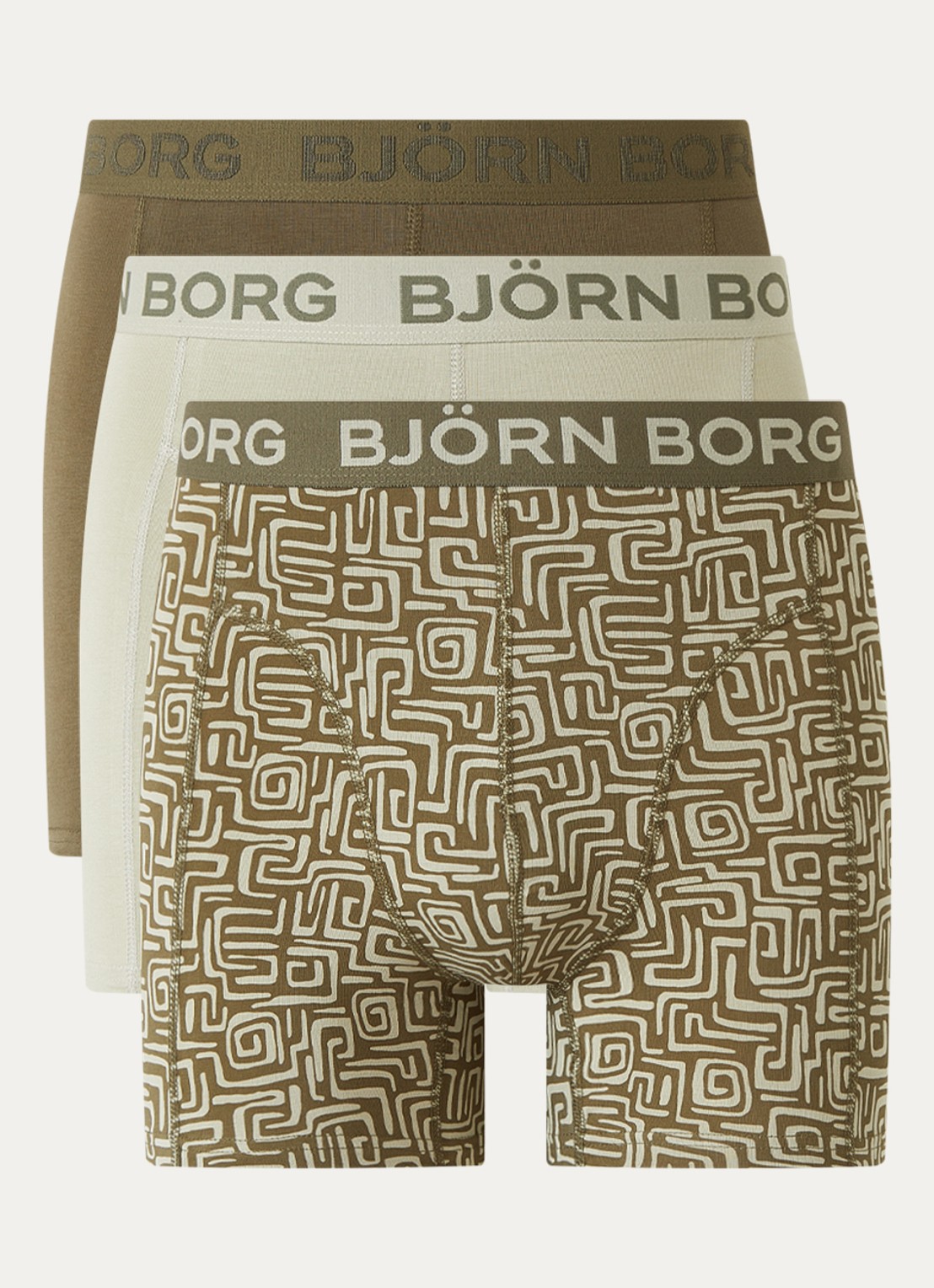 Björn Borg Boxershort met logoband in 3-pack - voorkant groen