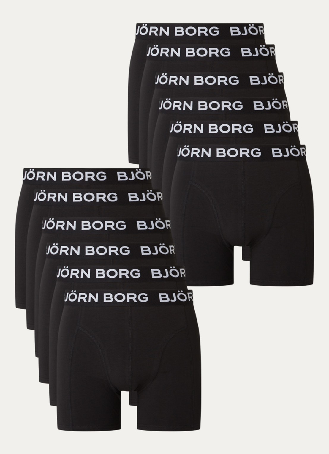 Björn Borg Boxershorts met logoband in 12-pack - voorkant zwart