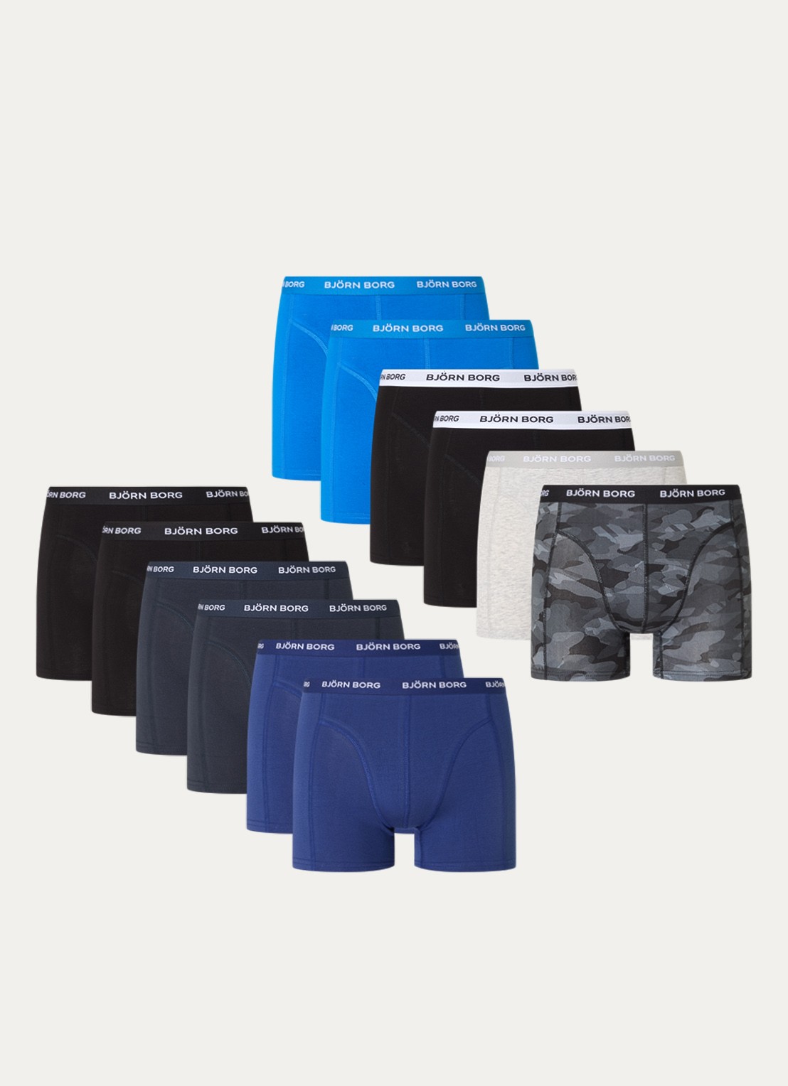 Björn Borg Boxershorts met logoband in 12-pack - voorkant 2 wit