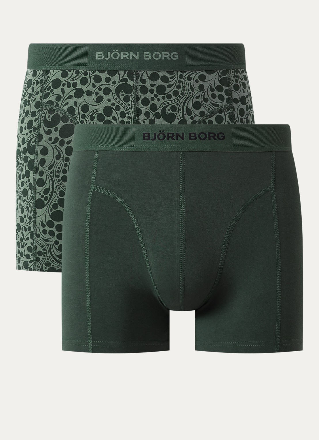 Björn Borg Boxershorts met logoband in 2-pack - voorkant groen