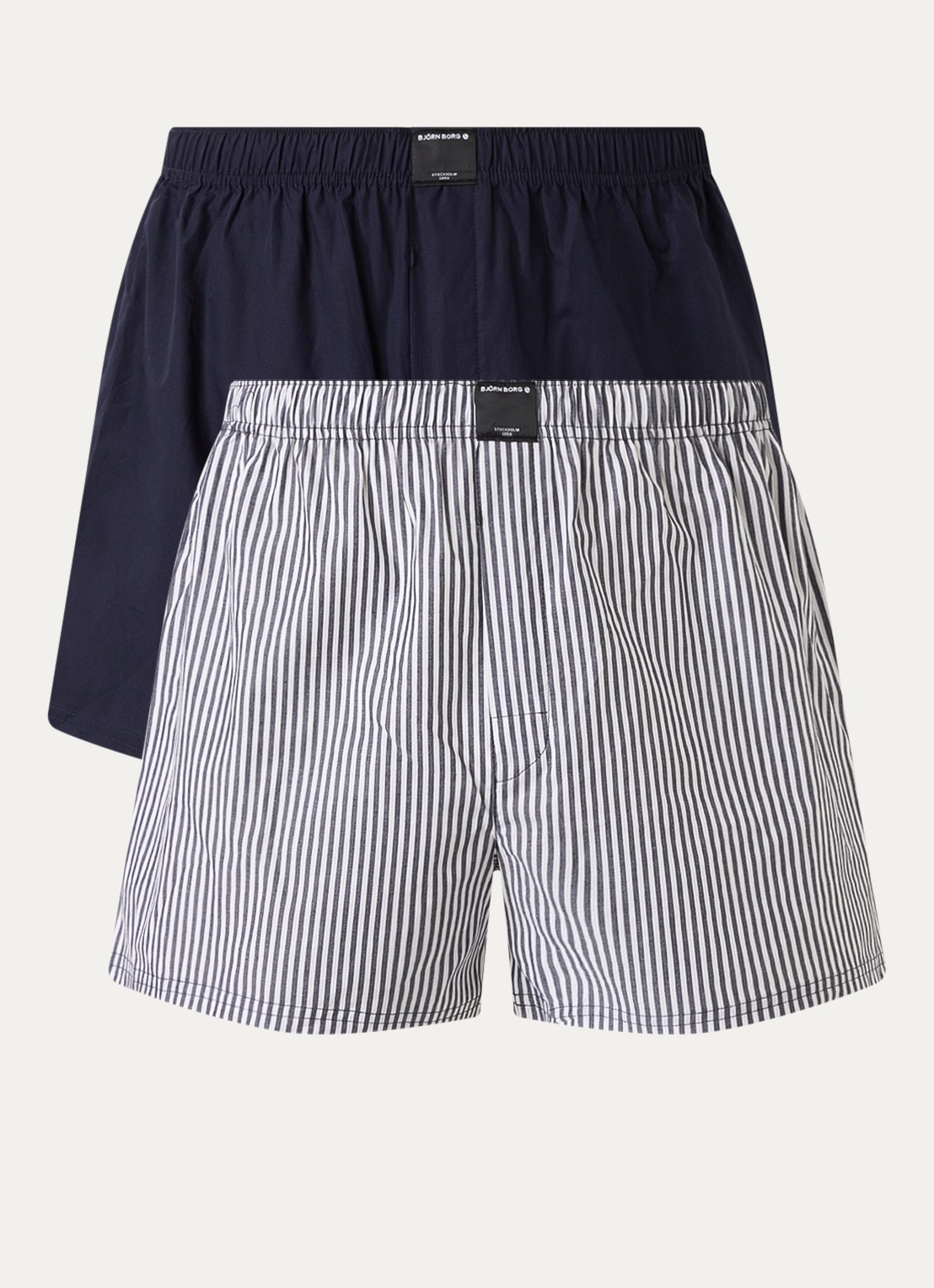 Björn Borg Boxershorts met logoband in 2-pack - voorkant donkerblauw
