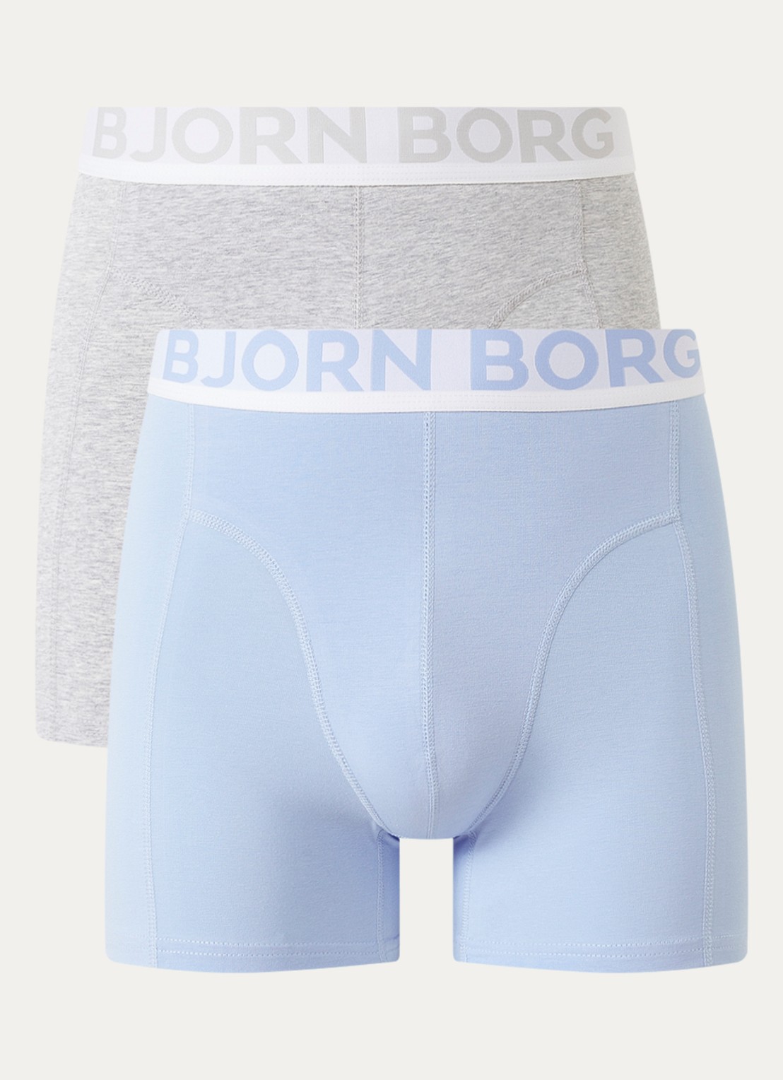 Björn Borg Boxershorts met logoband in 2-pack - voorkant lichtblauw