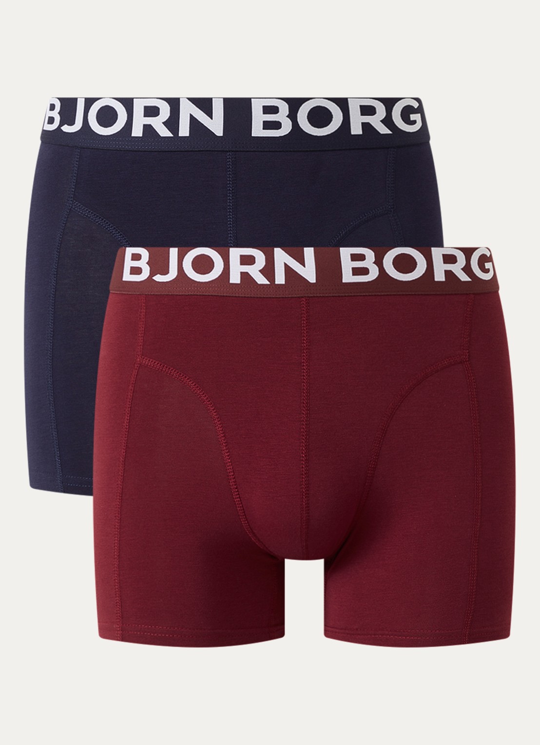 Björn Borg Boxershorts met logoband in 2-pack - voorkant 2 bordeauxrood