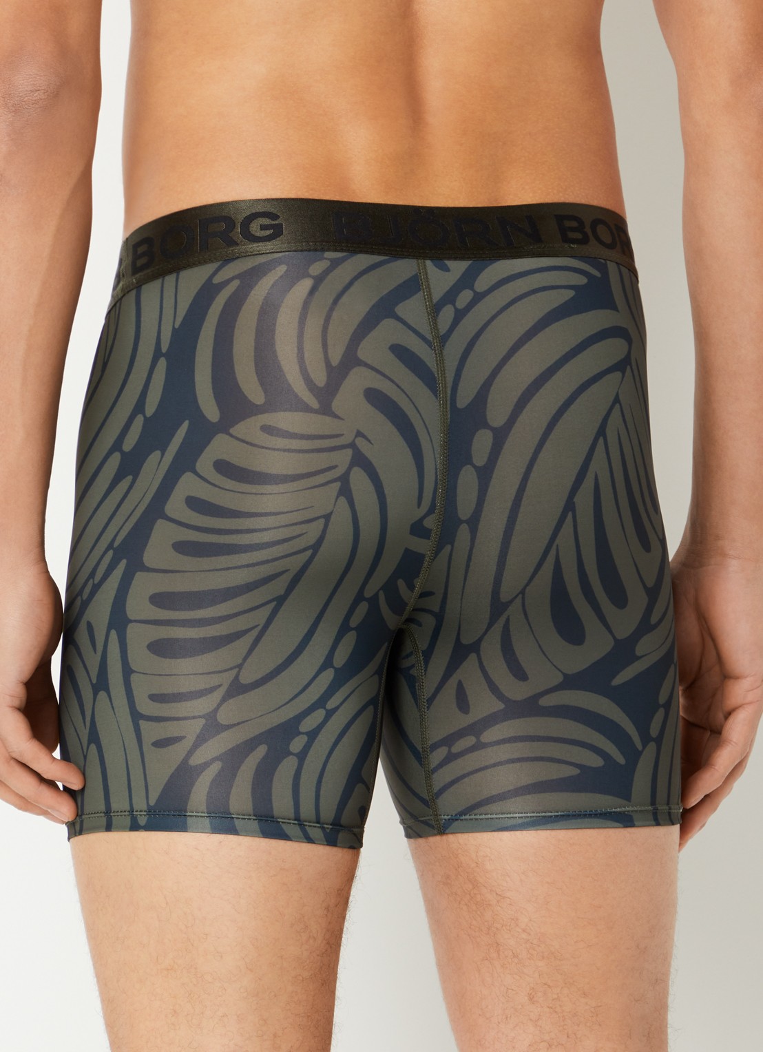 Björn Borg Boxershorts met logoband in 2-pack - achterkant bronsgroen