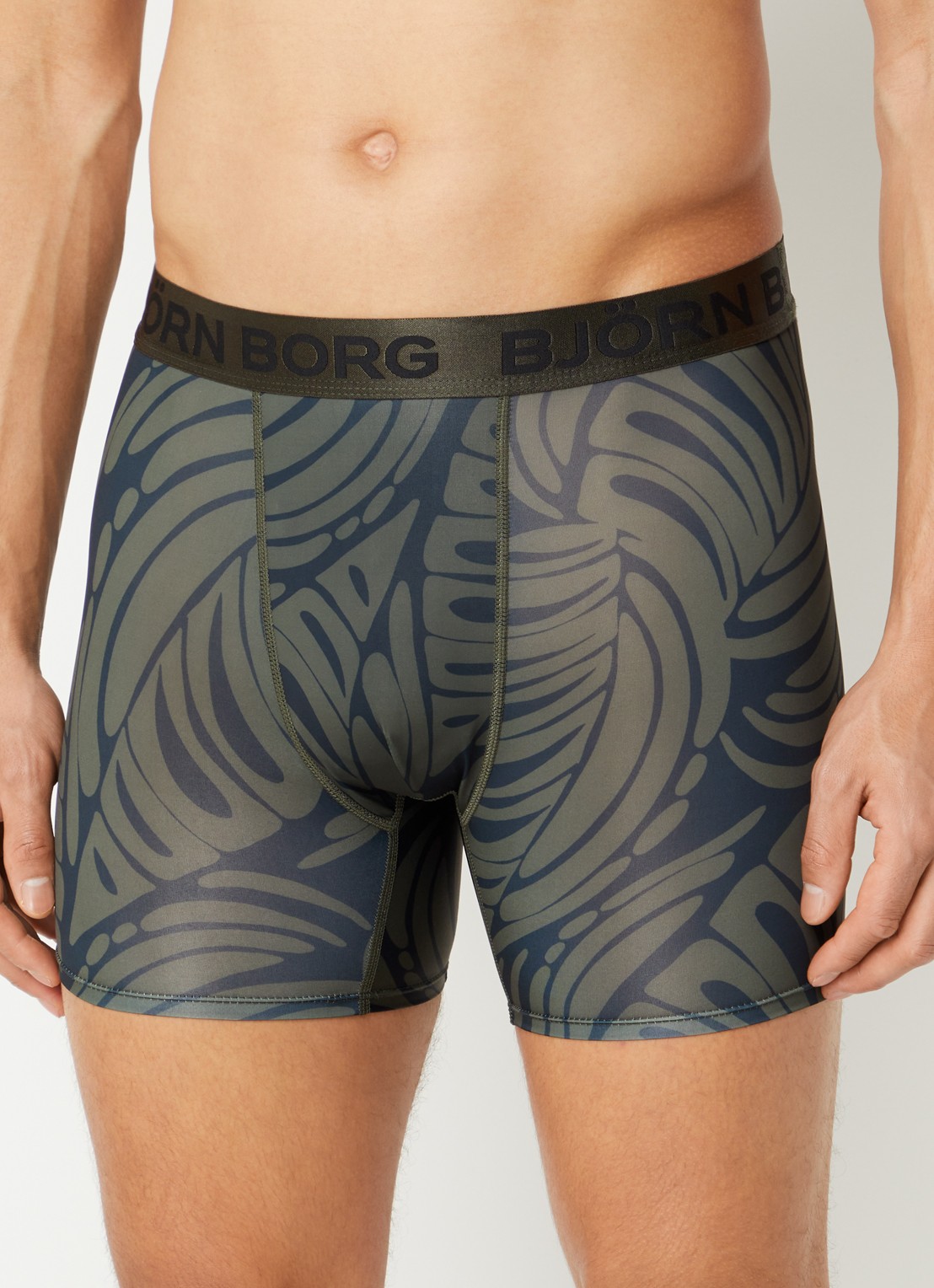 Björn Borg Boxershorts met logoband in 2-pack - voorkant 4 bronsgroen