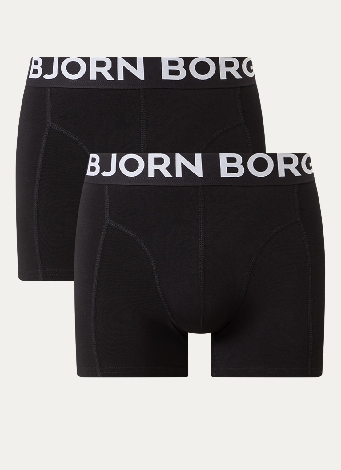 Björn Borg Boxershorts met logoband in 2-pack - voorkant 3 zwart