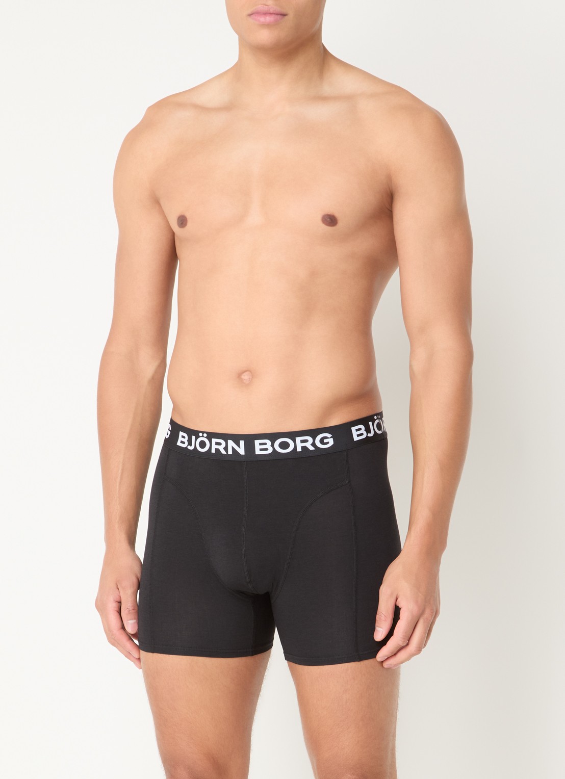 Björn Borg Boxershorts met logoband in 2-pack - voorkant 4 zwart