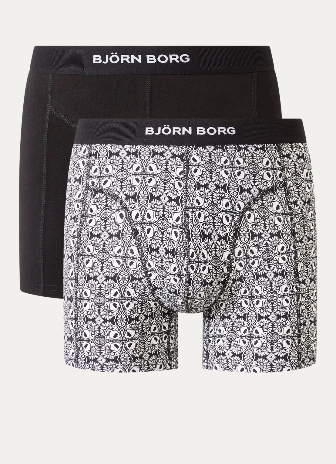 Björn Borg Boxershorts met logoband in 2-pack - voorkant zwart