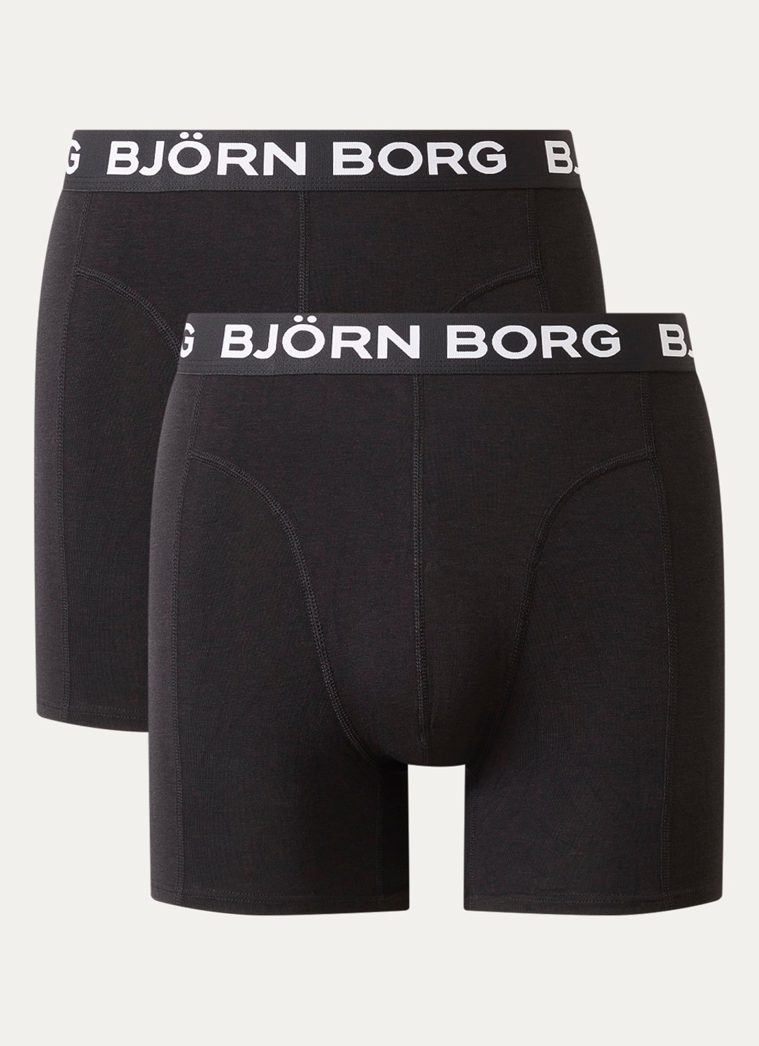 Björn Borg Boxershorts met logoband in 2-pack - voorkant 3 zwart