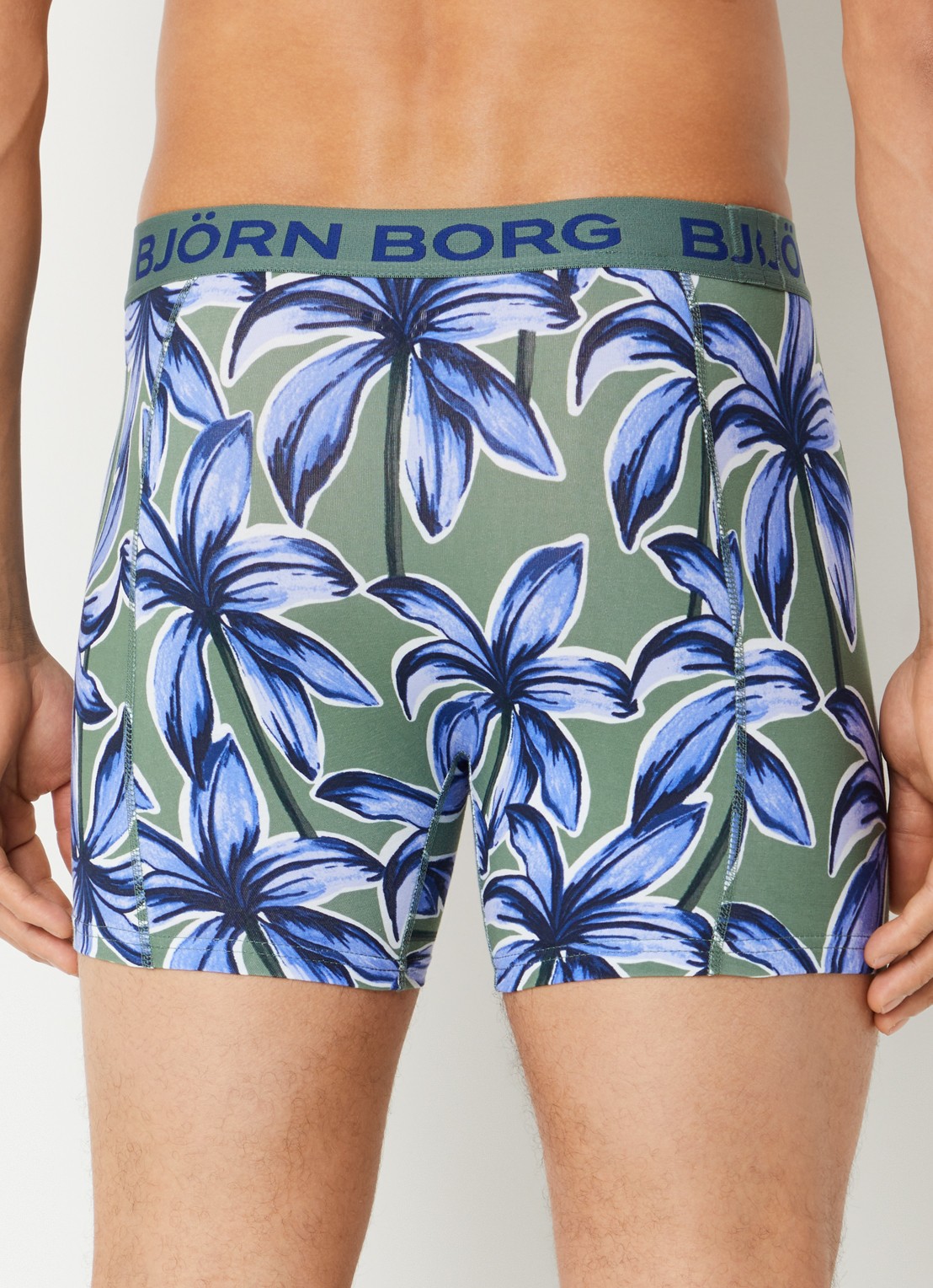 Björn Borg Boxershorts met logoband in 3-pack - achterkant 3 legergroen