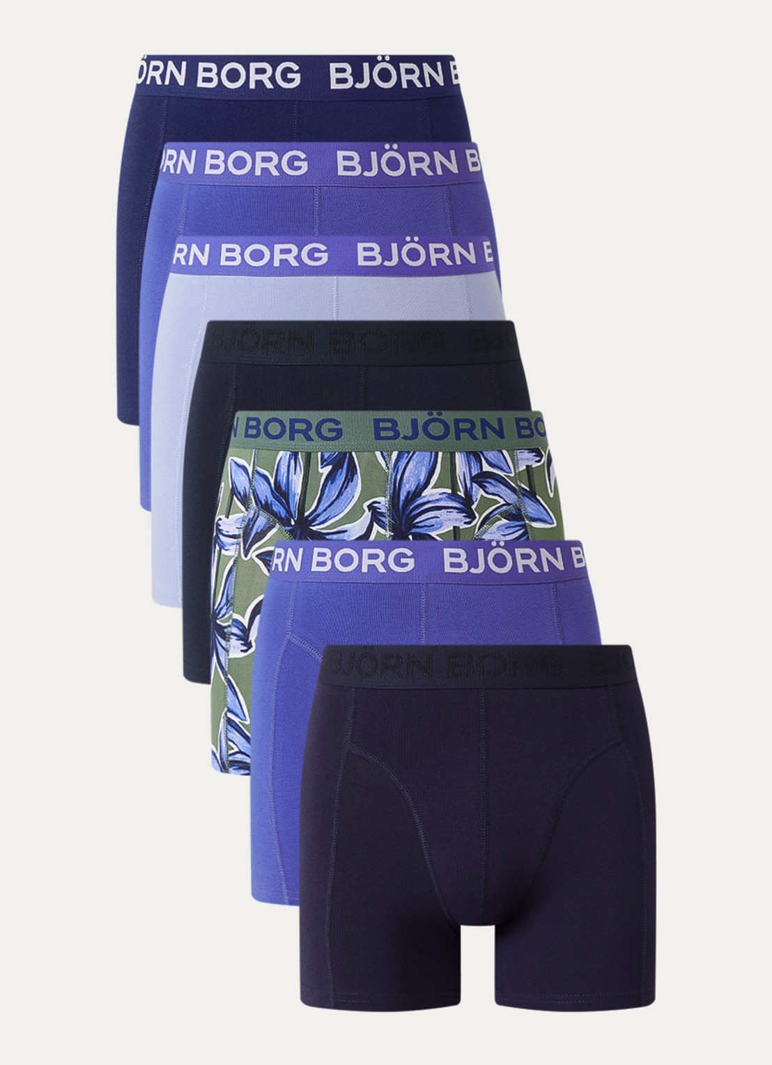 Björn Borg Boxershorts met logoband in 3-pack - voorkant 2 blauw