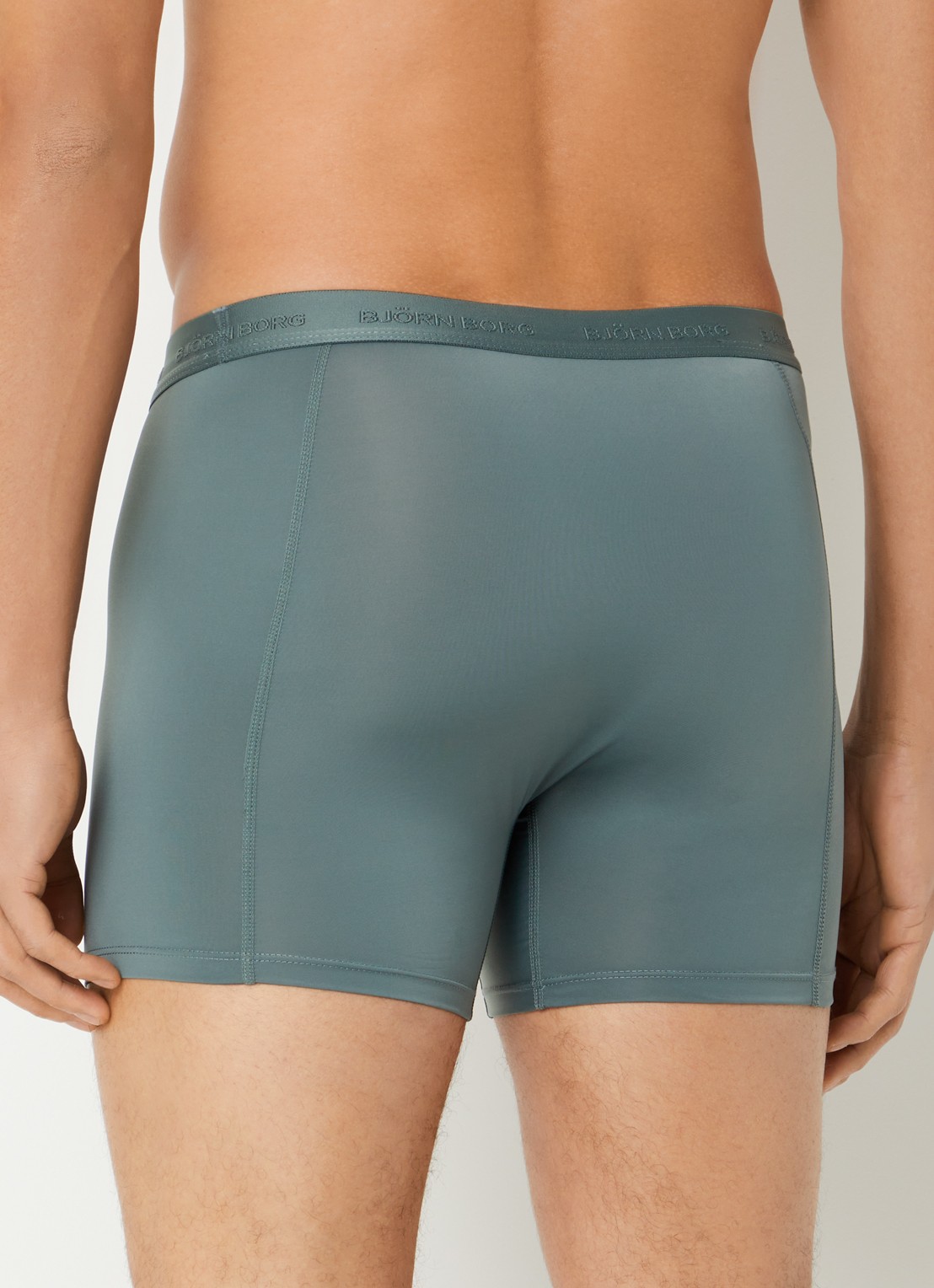 Björn Borg Boxershorts met logoband in 3-pack - achterkant bronsgroen