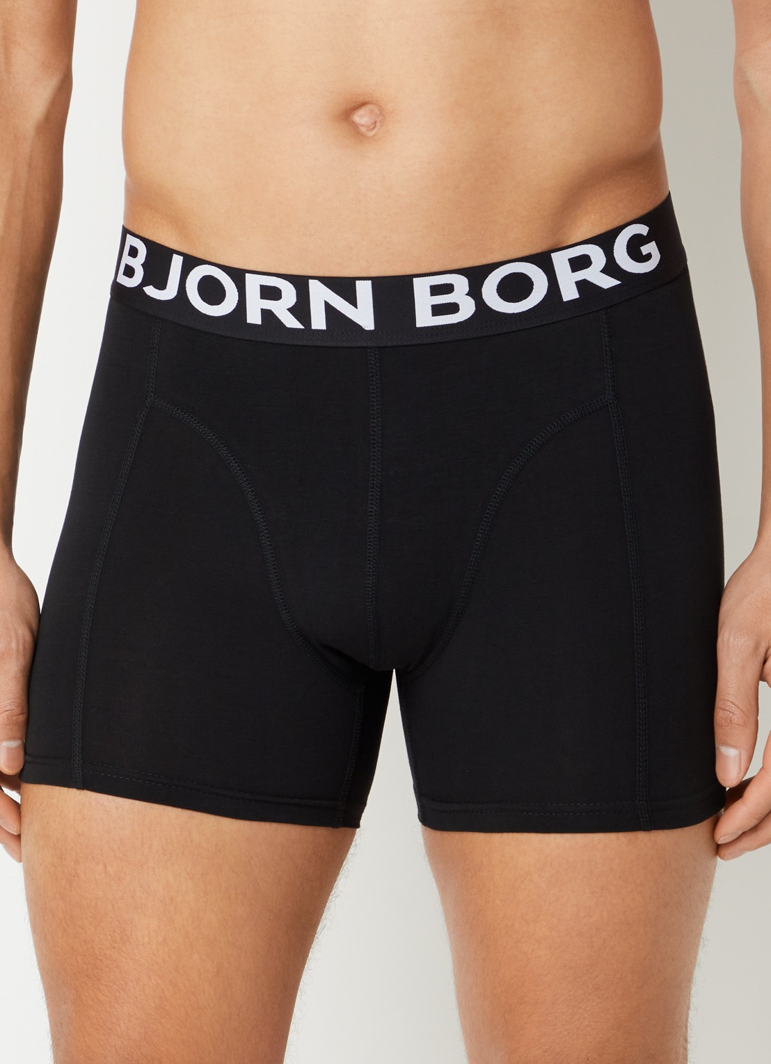Björn Borg Boxershorts met logoband in 3-pack - voorkant 3 zwart