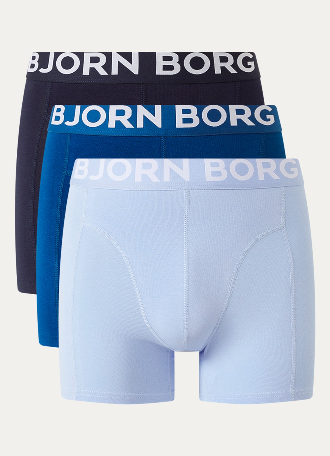 Björn Borg Boxershorts met logoband in 3-pack - voorkant 2 blauw