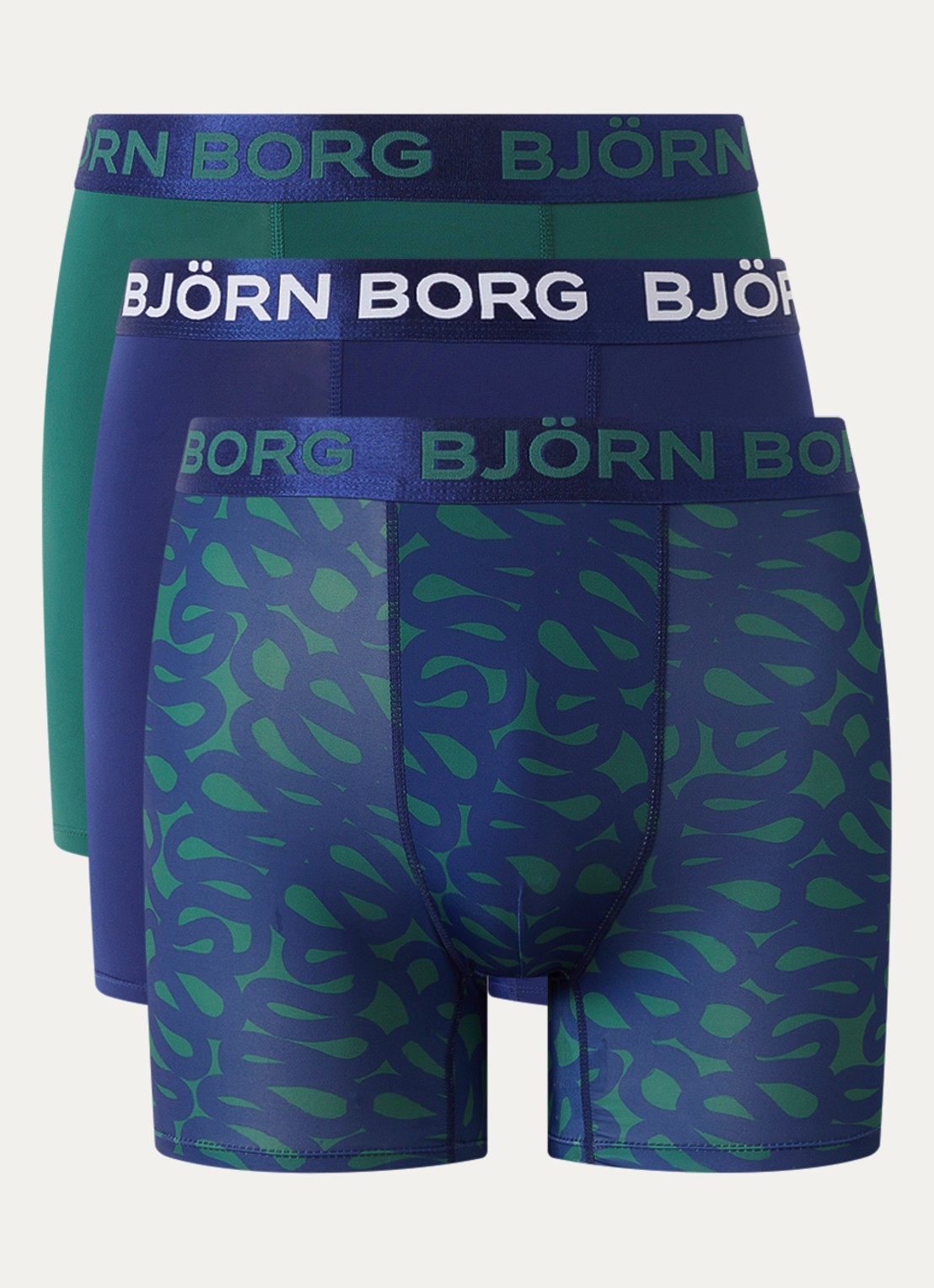 Björn Borg Boxershorts met logoband in 3-pack - voorkant 3 donkerblauw