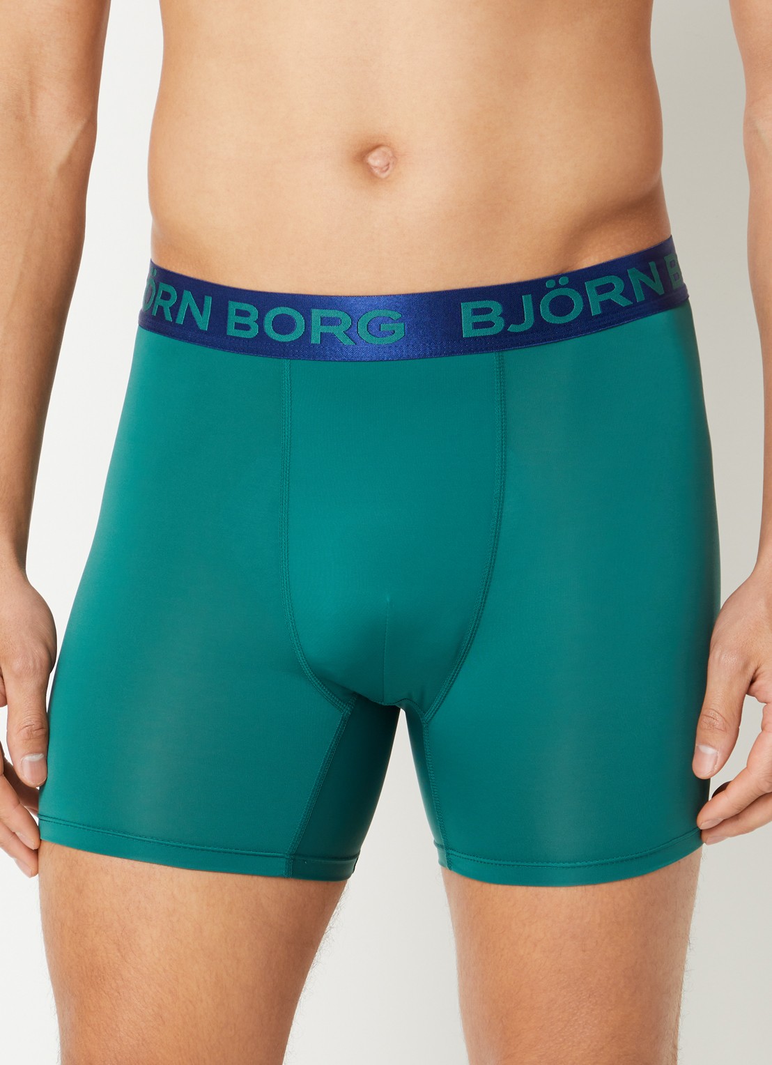 Björn Borg Boxershorts met logoband in 3-pack - voorkant 4 donkerblauw