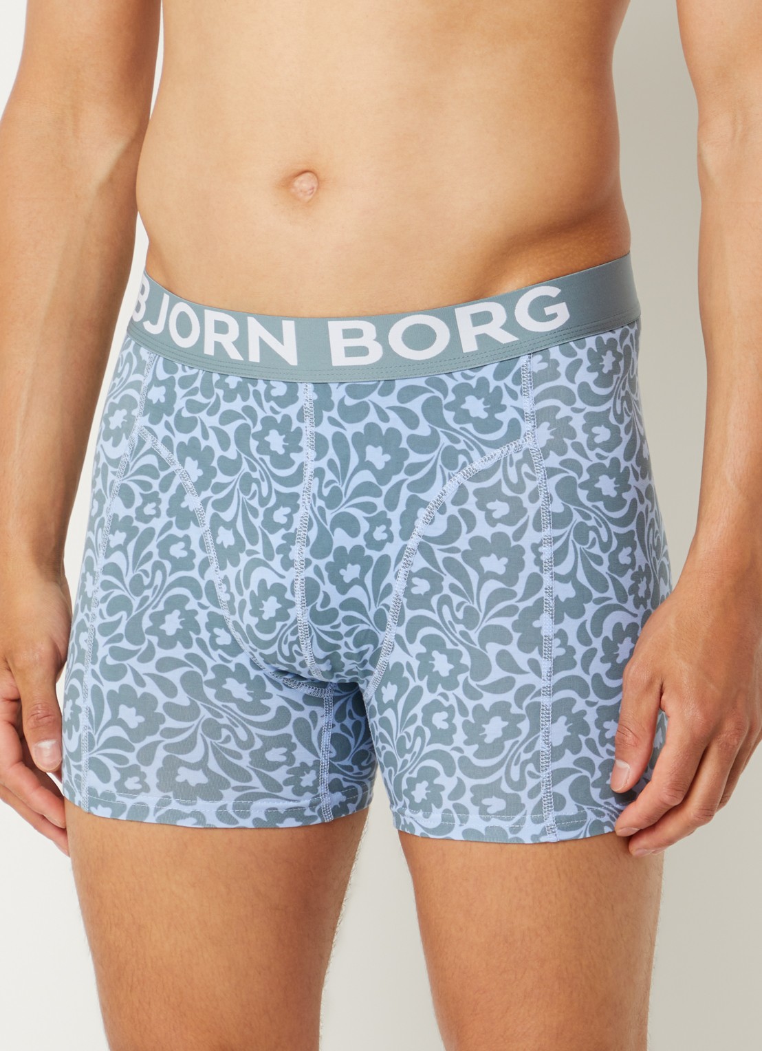 Björn Borg Boxershorts met logoband in 3-pack - voorkant 4 olijfgroen