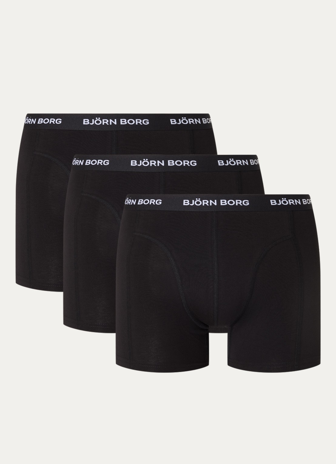 Björn Borg Boxershorts met logoband in 3-pack - voorkant zwart
