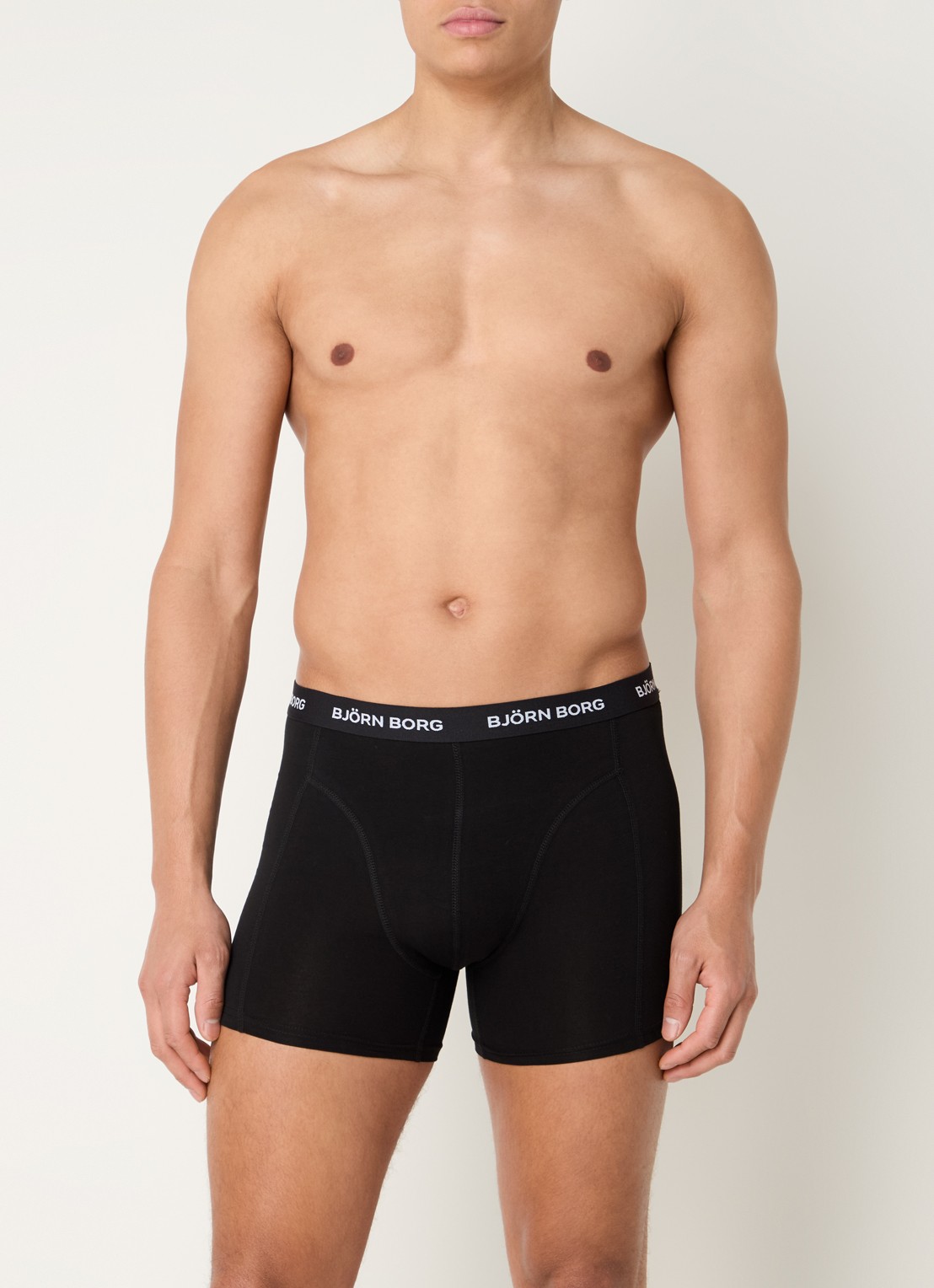 Björn Borg Boxershorts met logoband in 3-pack - voorkant 2 zwart