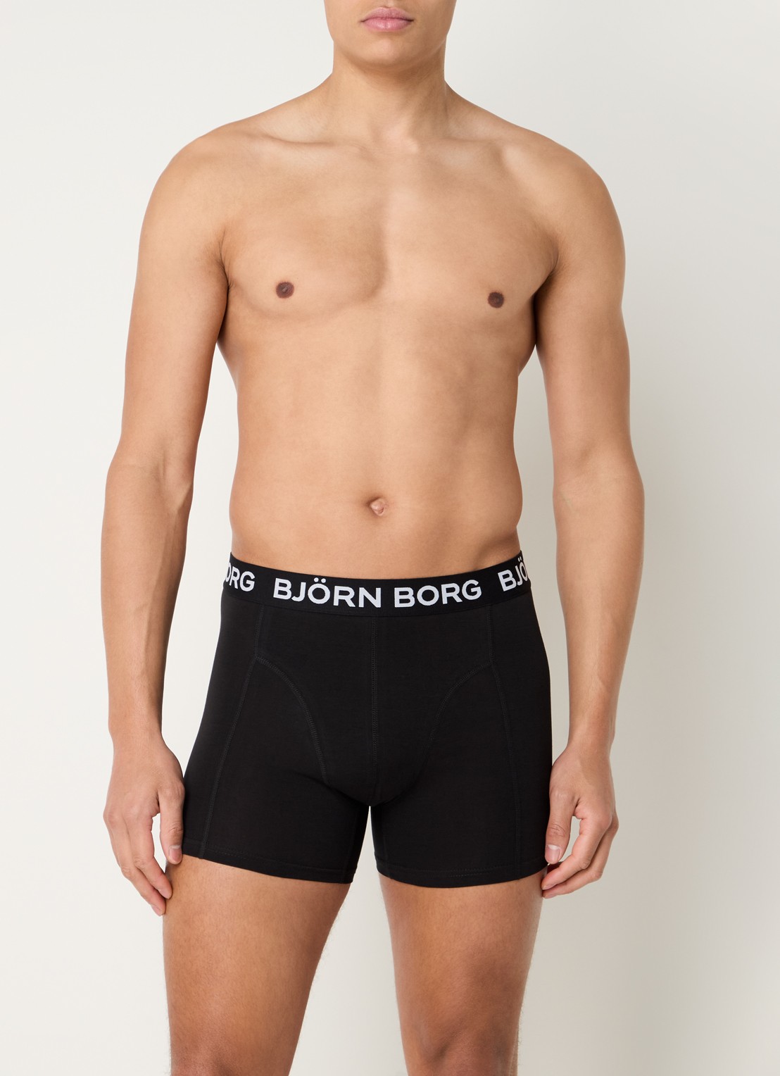 Björn Borg Boxershorts met logoband in 3-pack - voorkant 4 zwart
