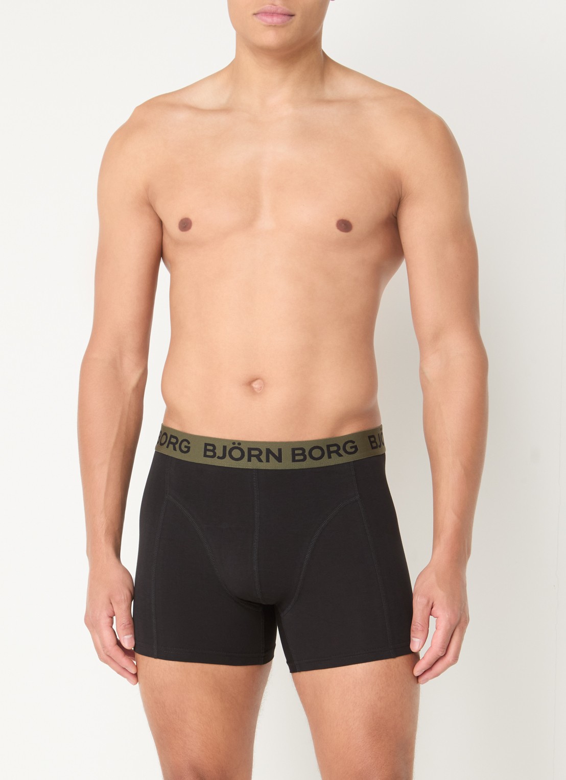 Björn Borg Boxershorts met logoband in 3-pack - voorkant 4 zwart