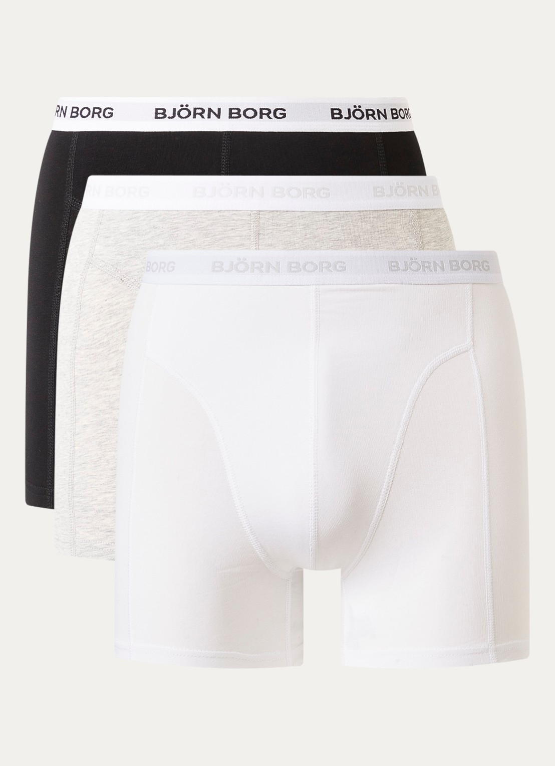 Björn Borg Boxershorts met logoband in 3-pack - voorkant wit