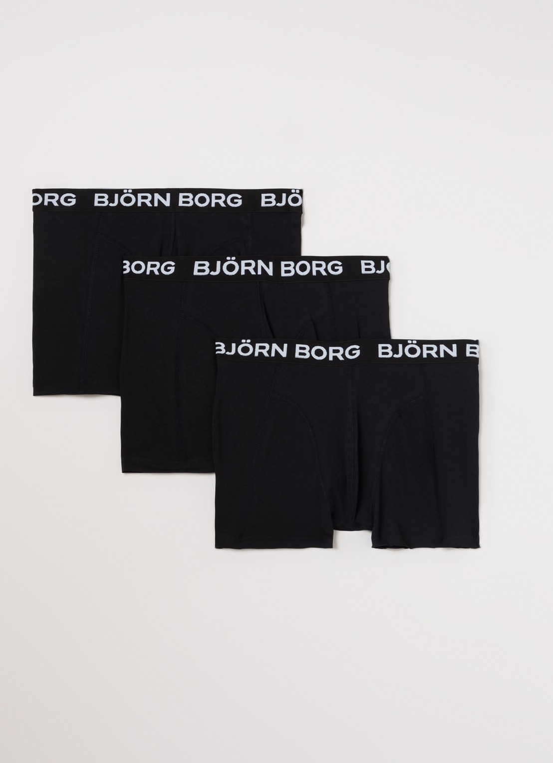 Björn Borg Boxershorts met logoband in 3-pack - voorkant zwart