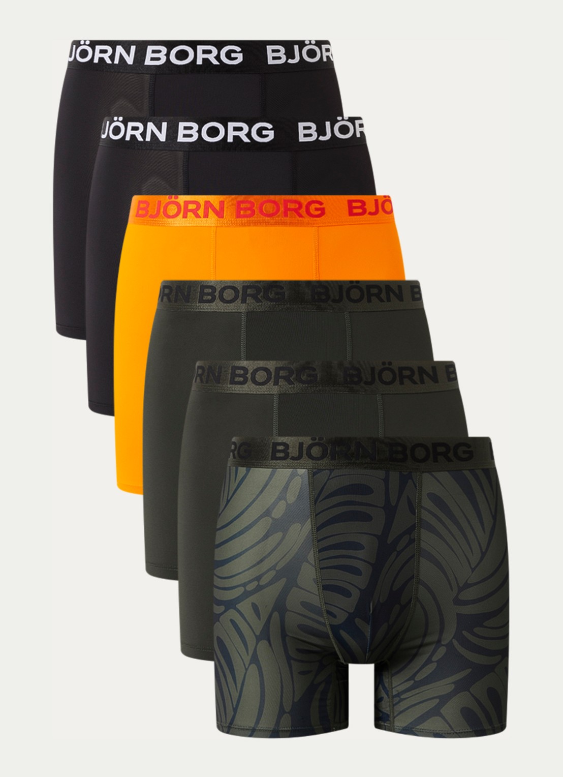 Björn Borg Boxershorts met logoband in 5-pack - voorkant 2 zwart