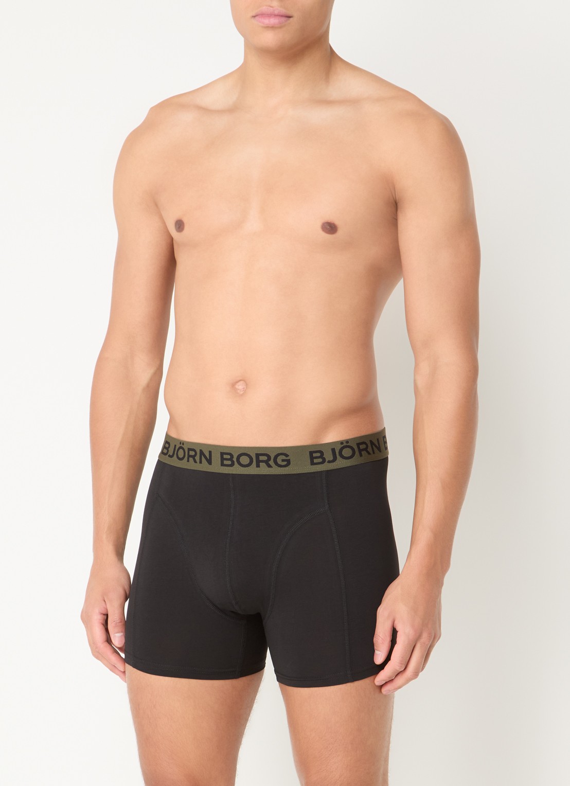 Björn Borg Boxershorts met logoband in 5-pack - voorkant 3 zwart