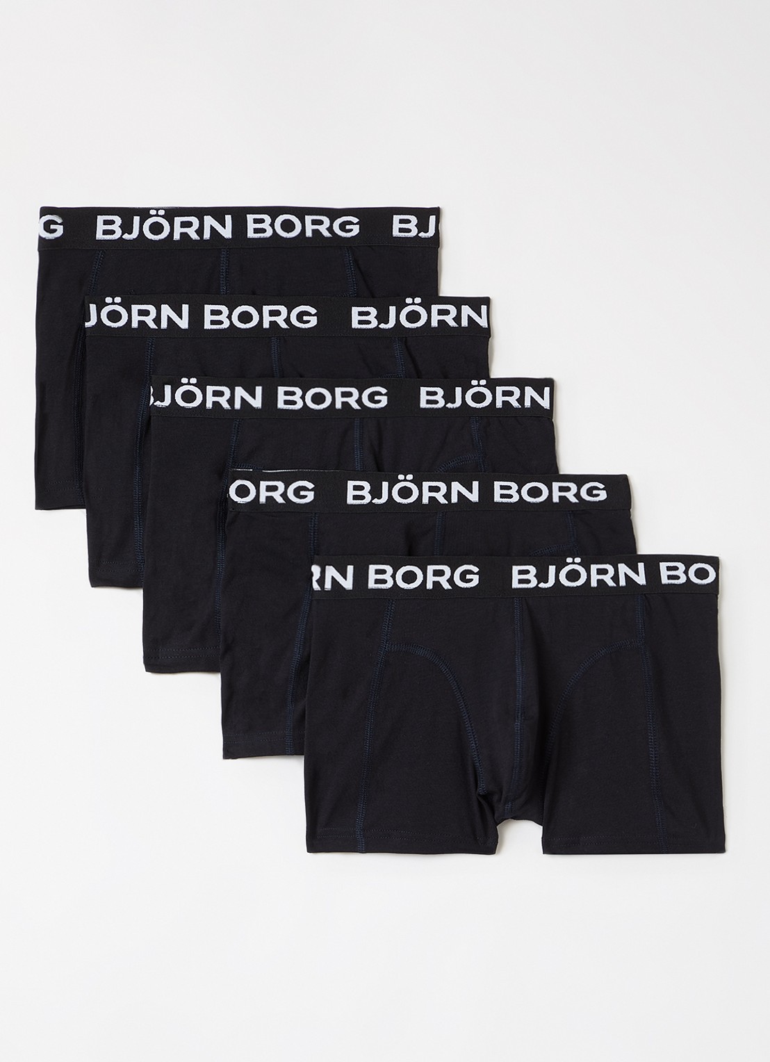 Björn Borg Boxershorts met logoband in 5-pack - voorkant zwart