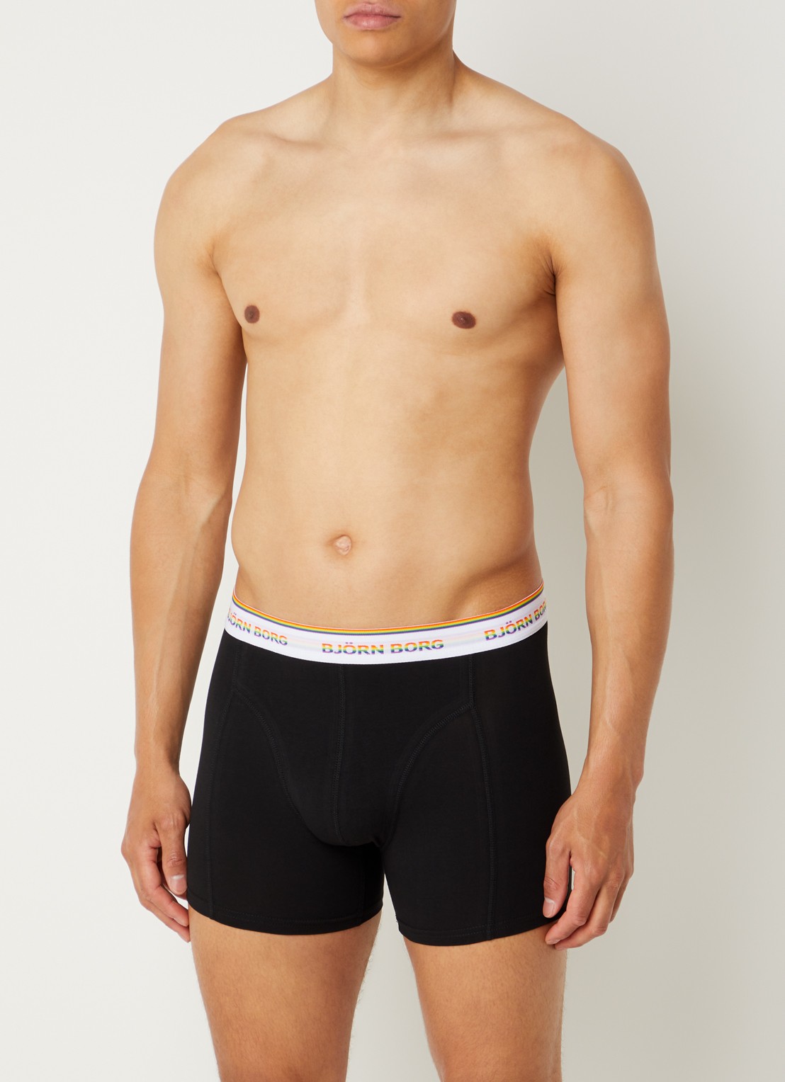 Björn Borg Boxershorts met logoband in 6-pack - detail zwart