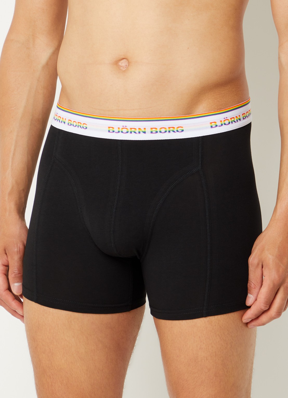 Björn Borg Boxershorts met logoband in 6-pack - voorkant 3 zwart