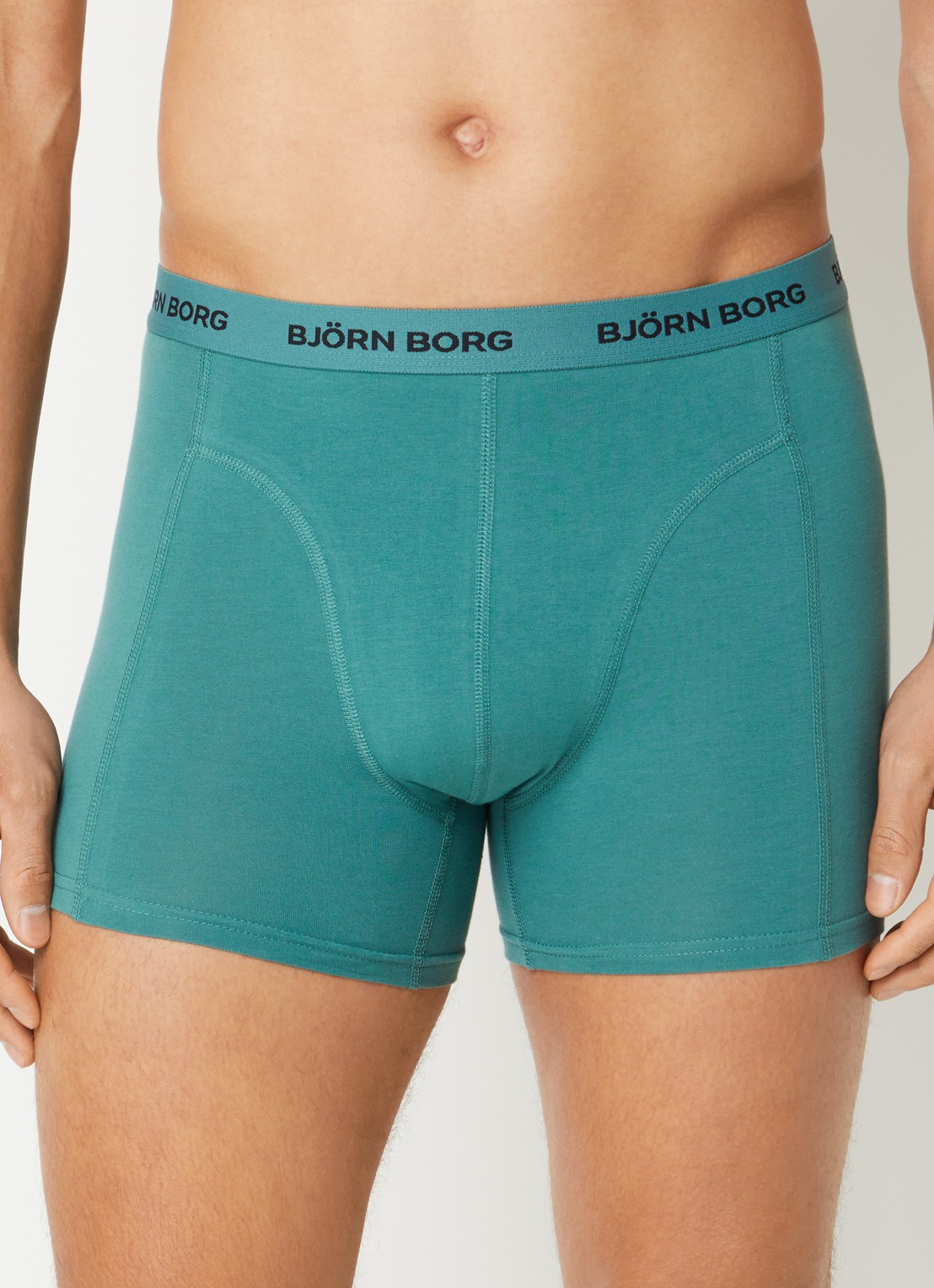 Björn Borg Boxershorts met logoband in 7-pack - voorkant 3 olijfgroen