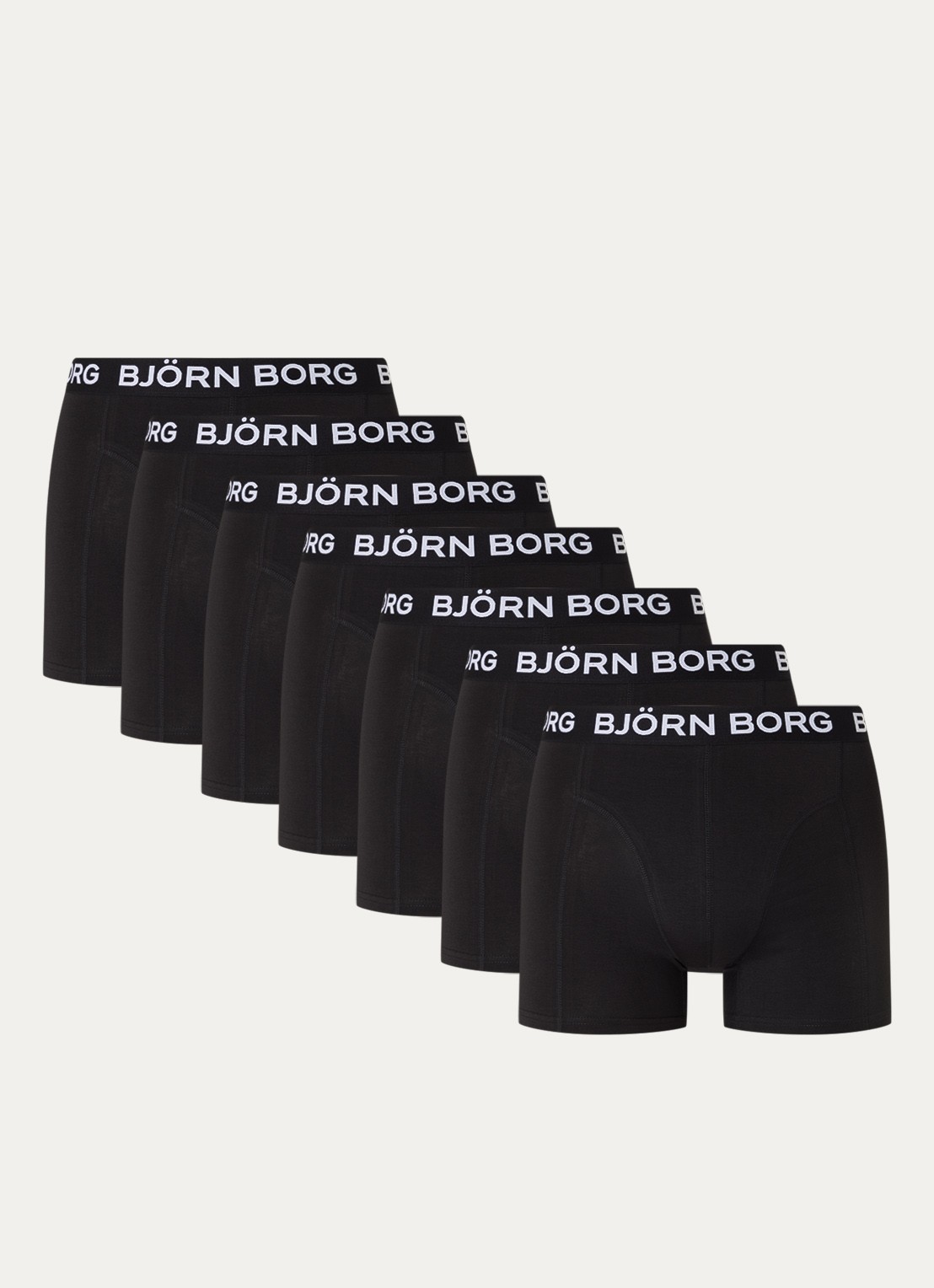 Björn Borg Boxershorts met logoband in 7-pack - voorkant 2 zwart