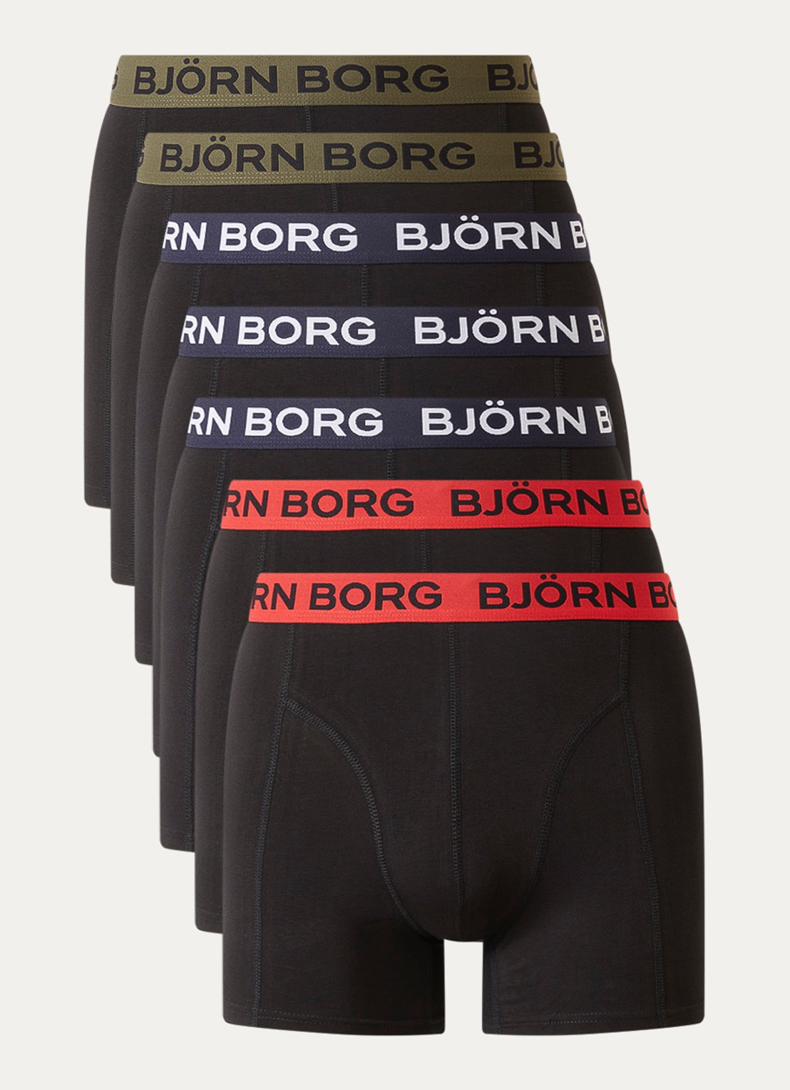 Björn Borg Boxershorts met logoband in 7-pack - voorkant 3 zwart