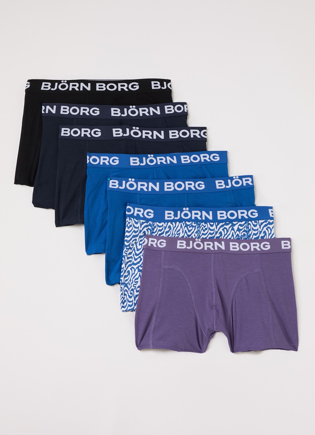 Björn Borg Boxershorts met logoband in 7-pack - voorkant multicolor