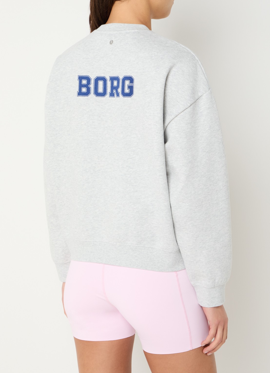Björn Borg Boyfriend sweater met front- en backprint - achterkant 4 lichtgrijs